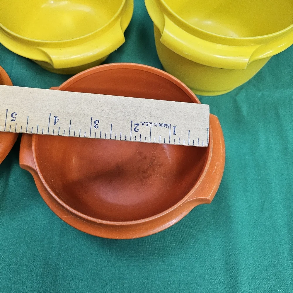 Vtg Tupperware Servalier Storage Bowls Yellow Orange Green 886-31 Lot 812-41 - Picture 9 of 16